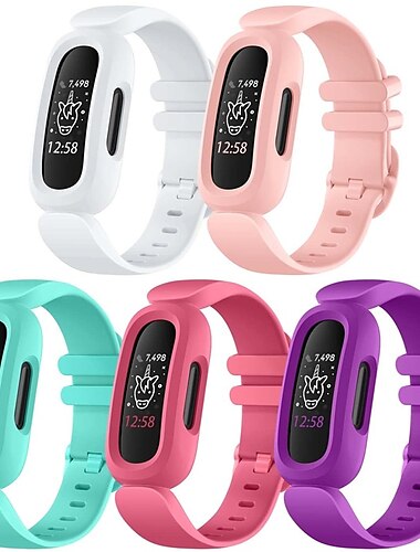  5 Stücke Smartwatch-Band Kompatibel mit Fitbit Ace 3 Weiches Silikon Smartwatch Gurt Wasserfest Verstellbar Atmungsaktiv Sportband Ersatz Armband