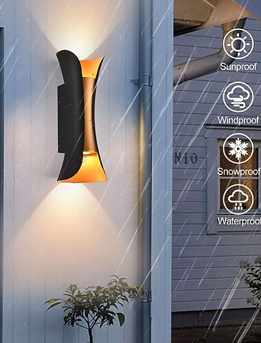  30/40 cm plus aplică de perete cu led mare de exterior 20w / 30w iluminare cu diverse temperaturi de culoare, modernă, aur, negru, pentru curte, potrivită pentru terasă garaj balcon ac85-265v