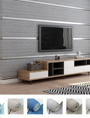  cool wallpapers wit grijs behang structuur muurschildering wandbekleding sticker film reliëf streep non-woven horizontale verticale strepen hertenleer fluweel woondecoratie 53*950cm