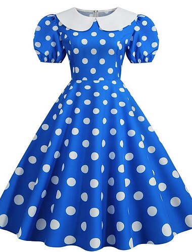  1950er Urlaubskleid Cocktailkleid Kleid Maskerade Ausgestelltes Kleid Tupfen Kostüm Damen Maskerade Party / Abend Junggesellinnenabschiedsparty Erwachsene Kleid Abschlussballkleider