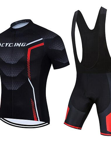  Herr Cykeltröja med Haklapp-shorts Kortärmad Bergscykling Vägcykling Vinter Höst Svart Röd Mörkgrön Mönstrad Portugal Landsflagga Cykel UV-resistent Cykel Snabb tork Bakficka sporter Kläder