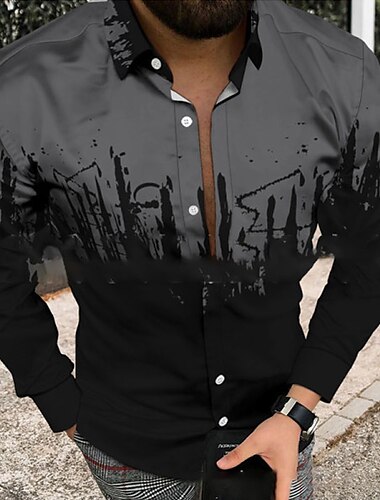  Men's Geometric Pattern Rendering Shirt Button Up Shirt Short Sleeve Fashion Designer Casual Casual Daily Beach Spring & Summer Turndown Button-Down Black-White Yellow Light Green Army Green Red