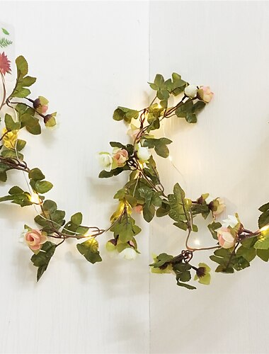  Solar-Lichterkette mit Efeublättern und Rosenblättern, künstliche LED-Hängeleuchten für den Außenbereich, für Valentinstag, Hofzaun, Garten, Wanddekoration, Beleuchtung, wasserdichtes Licht