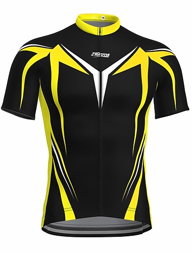  Herren Radtrikot fahrradbekleidung Fahrradtrikot Kurzarm Fahhrad Trikot Shirt mit 3 Gesäßtaschen MTB Mountain Rennrad Atmungsaktiv Schnelltrocknend Feuchtigkeitsableitung Reflexstreiffen Schwarz Gelb