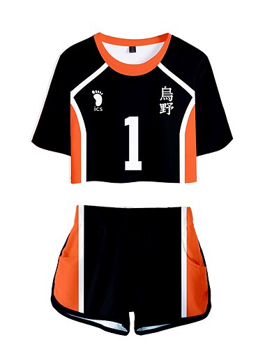  Haikyuu Hinata Shoyo Kraťasy Krátký top Oblečení do tělocvičny Anime 3D 3D Harajuku Grafika Pro Dámské Dospělé Zpátky do školy 3D tisk