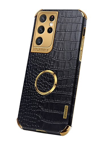  telefon Etui Til Samsung Galaxy S24 S23 S21 S20 Ultra Plus FE A54 A34 A14 A71 A51 A31 Note 20 Ultra 10 Plus A12 A32 S25 Ultra Bagcover Bærbar Ringholder Magnetisk Ensfarvet PU Læder