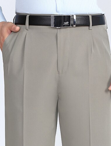  Hombre pantalones de traje Pantalones Pantalones plisados Cremallera Bolsillo Pierna recta Plano Comodidad Transpirable Hasta el Tobillo Boda Oficina Trabajo Moda Moderno Verde grisáceo Gris ahumado
