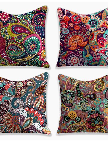  paisely dubbele zijkussenhoes 4 st zachte decoratieve vierkante sierkussen cover kussen case kussensloop voor sofa slaapkamer superieure kwaliteit mashine wasbaar