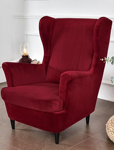  fluwelen stretch wingback stoel hoes vleugel stoel kussenovertrekken spandex stof wingback fauteuil hoezen met elastische bodem voor woonkamer slaapkamer decor