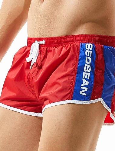  SEOBEAN® Herren Bademode Surfshorts Badehose Schwimmshorts kurz Rasche Trocknung Surfshorts Badeanzug Mit Taschen Mesh-Futter Kordelzug Schwimmen Surfen Strand Wassersport Patchwork Sommer / Dehnbar