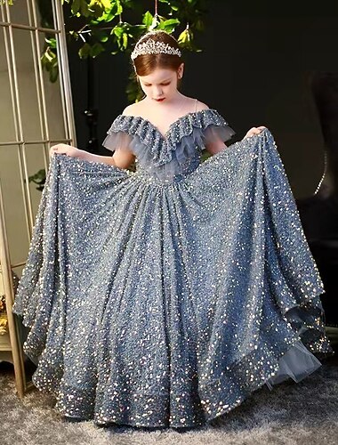 Gyerekek Kisgyermek Kis Lány Ruha Flitter Swing ruha Esküvő Különleges alkalom Flitter Fodrozott Háló Poros kék Maxi Rövid ujjú Hercegnő aranyos stílus Ruhák Tavasz Nyár Vékony 1 darab   Gyerekek Kisgyermek Kis Lány Ruha Flitter Swing ruha Esküvő Különleges alkalom Flitter Fodrozott Háló Poros kék Maxi Rövid ujjú Hercegnő aranyos stílus Ruhák Tavasz Nyár Vékony 1 darab