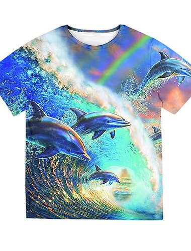  Da ragazzo 3D Animali maglietta Manica corta Stampa 3D Estate Primavera Attivo Sportivo Di tendenza Bambino 3-12 anni Esterno Giornaliero Standard