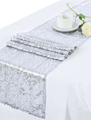  30 * 275 cm Tischfahne, verschlüsselt, Vollversion, 3 mm Pailletten, einlagig, Gypsophila, Glitzer, Hochzeitsarrangement, Party-Dekoration, Tischset
