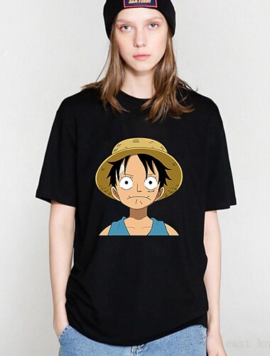  One Piece Affe D. Ruffy Tony Tony Chopper T-Shirt-Ärmel Anime Zeichentrick Anime Harajuku Grafik Kawaii Für Paar Herren Damen Erwachsene Zurück zur Schule Heißprägen