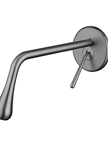  Moderner, verchromter, schwarzer Wasserhahn für Waschbecken und Wäscherei mit drehbarem tropfenförmigem Auslauf, Einloch-Waschtischarmatur zur Wandmontage mit einem Griff und Schalter für heißes und