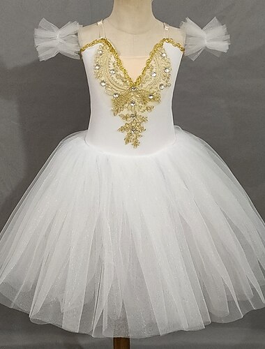  Balett Tutuklänning Klänning Strass Spets Broderad Flickor Prestanda Träning Ärmlös Hög Polyester Maska