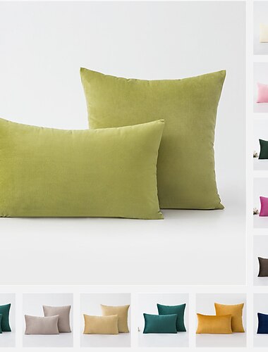  almohadas decorativas 1 pieza fundas de almohada funda de almohada de terciopelo color sólido moderno cuadrado costura tradicional clásico rosa azul verde salvia púrpura amarillo