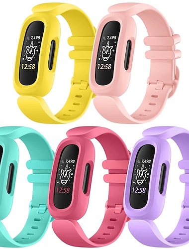  5 piezas Correa de Smartwatch Compatible con Fitbit Ace 3 Silicona suave Reloj inteligente Correa Impermeable Ajustable Transpirable Correa Deportiva Reemplazo Pulsera