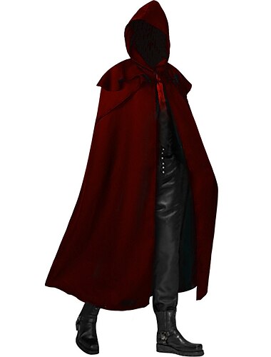  Retro Vintage Punk & Gothic Mittelalterlich Umhang Maskerade Ren Faire Pestdoktor Wikinger Ranger Einfarbig Herren Vikinger Fantasie Maskerade Party Erwachsene Umhang