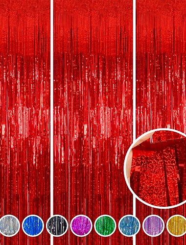  foliefransar metallisk gardin foliefransgardiner festdekorationer - melsan 3-pack 3,2 x 6,5 ft glitter gardinfest fotobakgrund för födelsedagsfest babyshower eller examensdekorationer grön