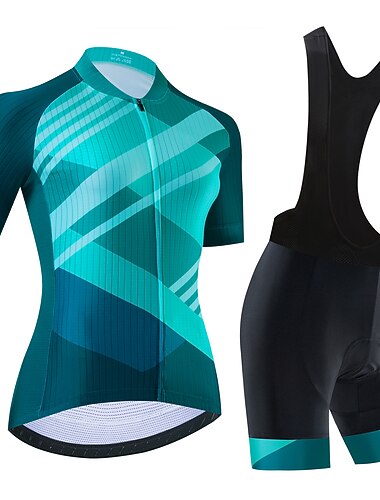  نسائي جورسيه الدراجة مع الشورت كم قصير دراجة جبلية دراجة الطريق أسود أحمر أزرق الرسم مخطط دراجة هوائية متنفس سريع جاف شرائط عاكسة رياضات الرسم مخطط منقوشة ملابس