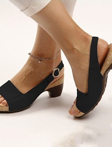  Marineblaue Slingback-Keilsandalen für Damen mit offener Spitze und Schnallenriemen - bequeme Sommerschuhe