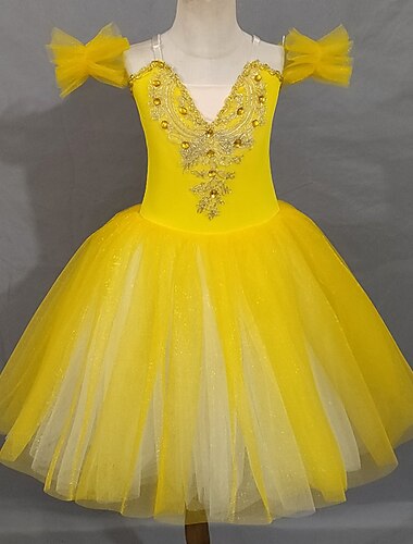  Ballet Tutu Dress Dress Rhinestone Lace Embroidery Girls' Performance Training Sleeveless High Polyester Mesh