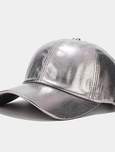  Plissee-PU-Baseballmütze, Unisex, Mann, Frau, funkelnder, verstellbarer Outdoor-Hysteresenhut, bunter Schirmmütze, Bühnen-Hip-Hop-Hut