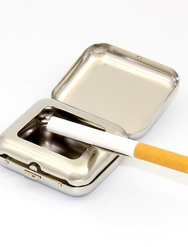  Cendrier de poche portable en fer blanc argenté, léger, personnalité créative, mode, voyage en plein air, qualité, tendance