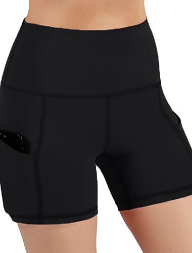  Damen kurze Sporthose Laufshorts kurze hosen Trainingsshorts Seitentaschen mit handytasche Unten Sportlich Athlässigkeit Bauchkontrolle Kolbenheber Atmungsaktiv Schnelltrocknend Weich Fitness