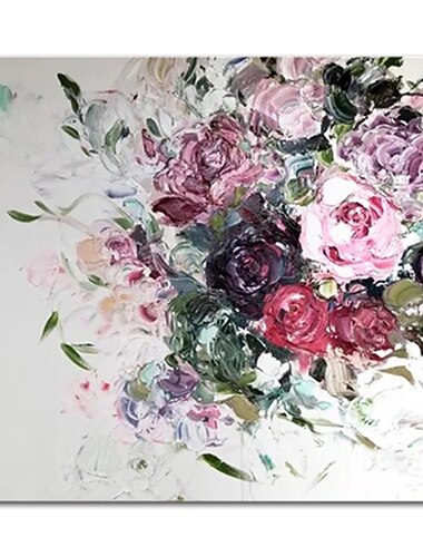  Hang festett olajfestmény Kézzel festett Négyzet Csendélet Virágos / Botanikus Modern Tartalmazza belső keret