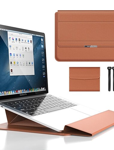  Laptopschutzhüllen 12 " 14 " 15.6 " Zoll Kompatibel mit Macbook Air Pro, HP, Dell, Lenovo, Asus, Acer, Chromebook Notebook Wasserdicht PU-Leder Feste Farbe für Geschäftsbüro