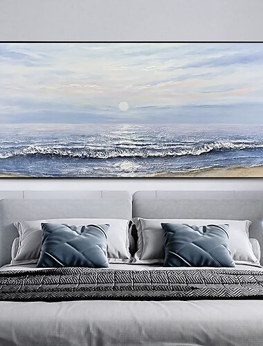  kézzel készített kézzel festett olajfestmény fal művészet naplemente tengeri táj olajfestmény modern absztrakt textúra lakberendezési dekoráció hengerelt vászon keret nélkül feszítetlen