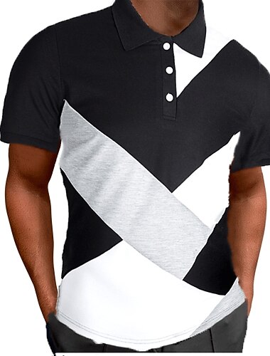  Herr POLO Shirt Golftröja Utomhus Arbete Polokrage Klassisk Kortärmad Ledigt Lappverk Knapp Fram Sommar Vår & Höst Normal Svart Vit Grå POLO Shirt