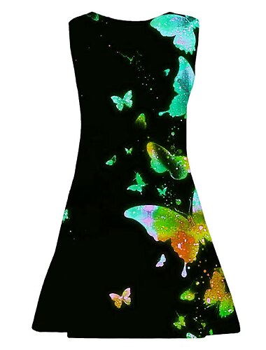  Mädchen' 3D Tier Schmetterling Kleid Ärmellos 3D-Druck Sommer Frühling Urlaub Täglich Festtage Kuschelig Brautkleider schlicht Süß kinderkleidung 3-10 Jahre Trägerkleid A Linie Kleid Übers Knie