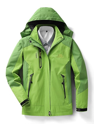  Damen wasserdichte Regenjacke mit Kapuze leichte Wanderjacke Gorpcore Windjacke Outdoor winddicht atmungsaktiv verschleißfest Jacke Top durchgehender Reißverschluss Jagd Klettern blau lila gelb rot