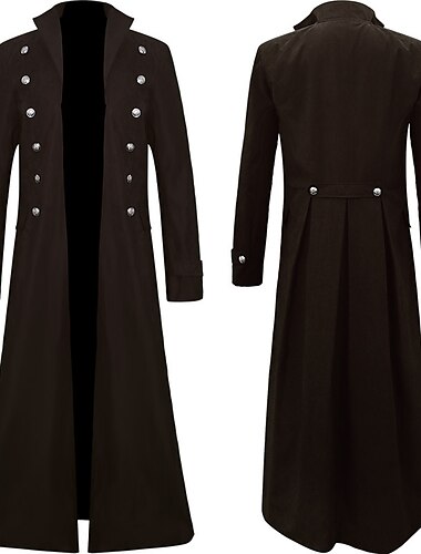  Retrò Vintage Punk & Gotico Medievale Cappotto Costume da festa Fiera del Ren Principe Medico della peste Nobile Tinta unica Per uomo Costumi da pirata Stile Steampunk Mascherata Feste Adulti Cappotto