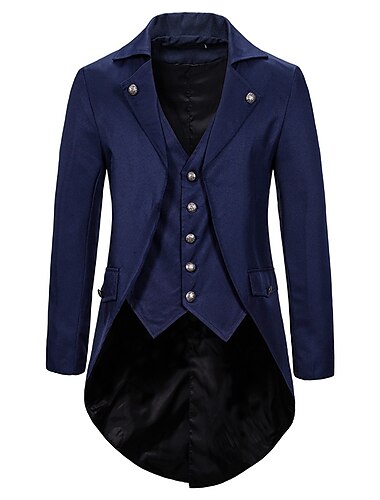  Punk & Gothic Medieval Steampunk Coat Tuxedo Trench Coat Ren Faire Vampire Men's Steampunk Halloween Carnival Masquerade Event / Party Adults' Coat