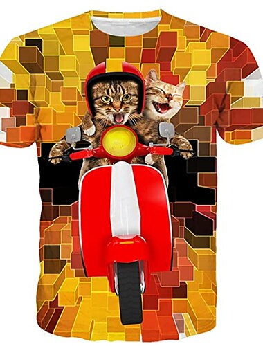  Pojkar 3D Färgblock Regnbåge 3D Print T-shirt Kortärmad 3D-tryck Sommar Sport Streetwear Grundläggande Barn Skola Utomhus