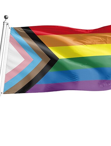  bandera del arco iris 3 pies x 5 pies al aire libre todo inclusivo orgullo progresivo 100d bisexual lgbtq no binario lesbiana gay orgullo transgénero banderas proculsexuales