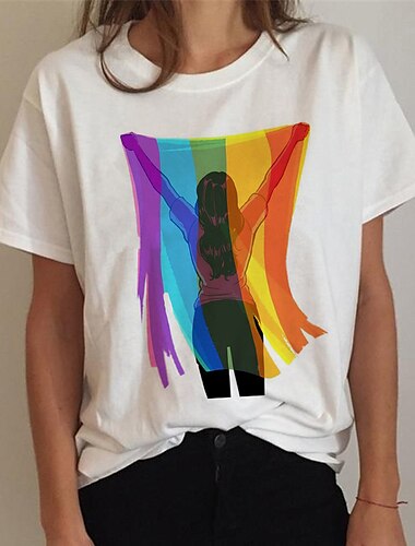  Pride-Parade LGBT-Stolz Schwulenstolz Regenbogenfahne T-Shirt-Ärmel Anime Zeichentrick Anime Harajuku Grafik Kawaii Für Paar Herren Damen Erwachsene Zurück zur Schule Heißprägen