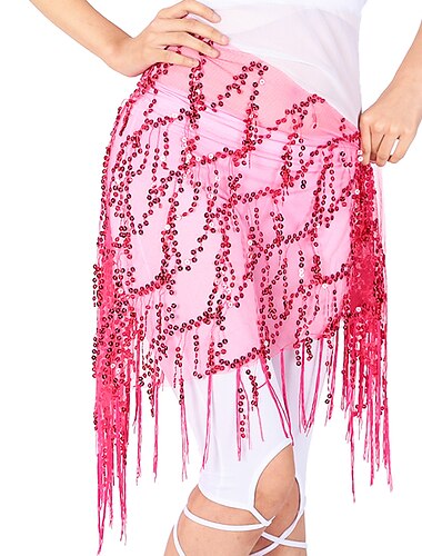  Magdans Danstillbehör Skärp Glitter Tofs Ren Färg Dam Prestanda Träning Hög Polyester Paljetter