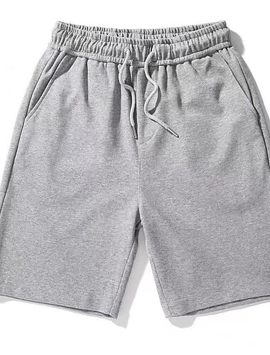  Homens Shorts de moletom Shorts largos Côr Sólida Respirável Macio Curto Casual Diário à moda Casual Preto Cinzento Micro-Elástica