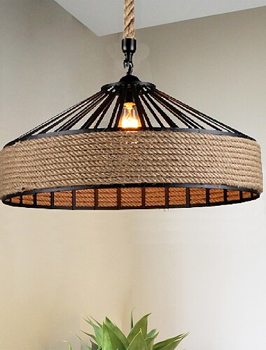  30/40 cm isola design lampada a sospensione led corda di canapa metallo country vintage casale stile nordico 220-240v