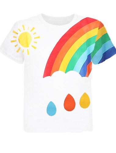  Pojkar 3D Tecknat Regnbåge T-shirt Kortärmad Sommar Aktiv Grundläggande Polyester Barn 3-6 år gammal Dagligen
