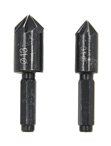  2 pçs/conjunto 10mm 13mm conjunto de broca de escareador 7 flauta cortador de chanfro de chanfro haste redonda para perfuração de madeira