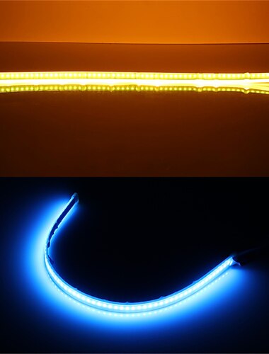  2 stücke led drl auto licht tagfahrlicht streifen licht flexibel wasserdicht auto scheinwerfer bremsfluss rohr licht blinker weiß gelb blau 12 v 30/45/60 cm mit fahrer