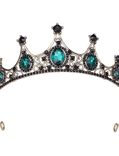  Corona de reina redonda completa para mujer, topper de pastel de tiara de cristal, accesorios para el cabello de disfraz de corona barroca para desfile de cumpleaños, graduación, baby shower