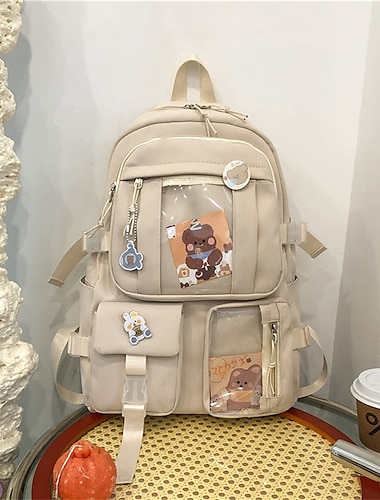  Eiferrich Kawaii-Rucksack mit niedlichen Anstecknadeln, Zubehör, Plüschanhänger, Kawaii-Schulrucksack, niedlicher ästhetischer Rucksack, Geschenk zum Schulanfang