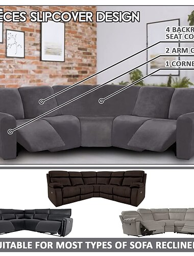  Fundas de sofá reclinables en forma de L, fundas de sofá de esquina de terciopelo burdeos, elásticas, para sofá reclinable, suaves y lavables (4 fundas de respaldo)&amp;Funda de asiento, funda de